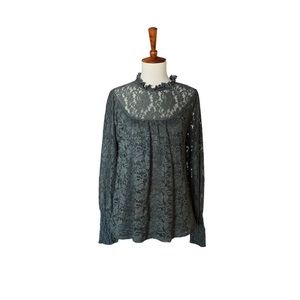 Cable & Gauge Dry Oregano Lace Babydoll Mock Neck Top Size M